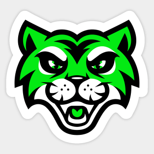 Retro Green Laughing Tiger Sports Mascot T-shirt: Sporty Fun for All Ages! Sticker